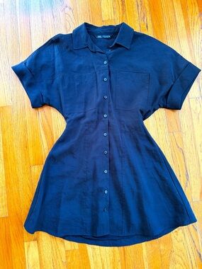 Zara black button down dress